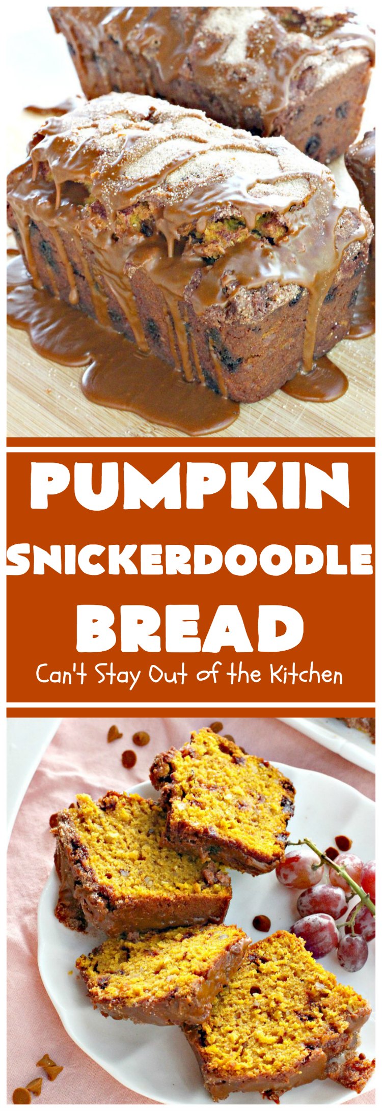 Pumpkin Snickerdoodle Bread | Can't Stay Out of the Kitchen | this is the best #pumpkin #bread ever! It's loaded with #cinnamon chips & cinnamon icing. It's a great twist on #snickerdoodle cookies or bread.