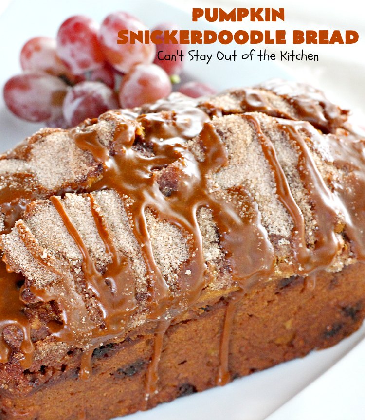 Pumpkin Snickerdoodle Bread | Can't Stay Out of the Kitchen | this is the best #pumpkin #bread ever! It's loaded with #cinnamon chips & cinnamon icing. It's a great twist on #snickerdoodle cookies or bread.