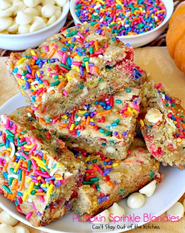 Pumpkin Sprinkle Blondies - Can't Stay Out of the Kitchen