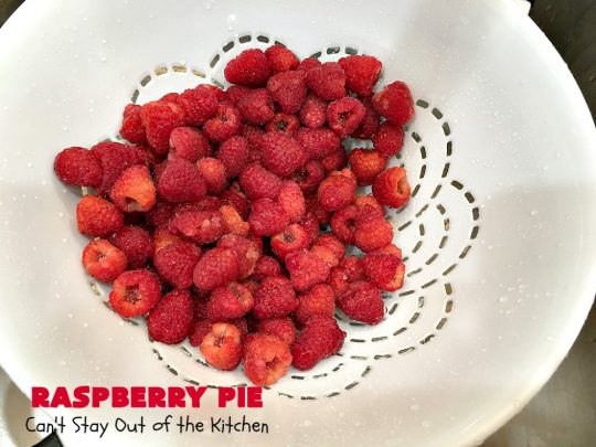 Raspberry Pie | Can't Stay Out of the Kitchen | my Mom's homemade #RaspberryPie #recipe is simple yet elegant enough for #holidays like #Christmas or #ValentinesDay. One bite and you'll be hooked forever! #dessert #raspberries #RaspberryDessert #HolidayDessert