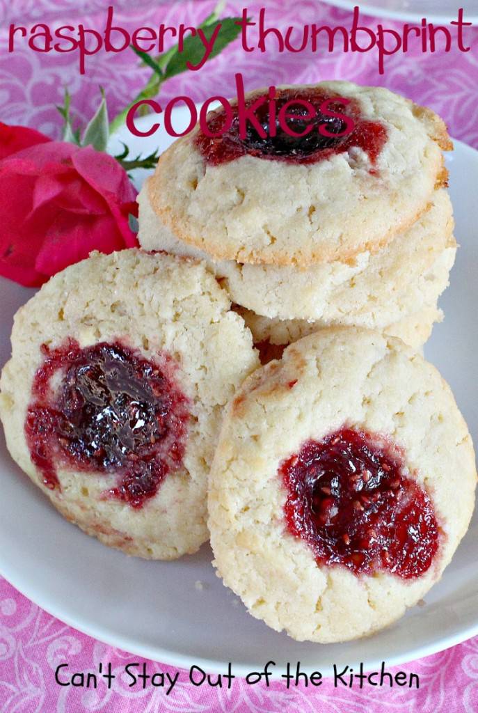 Raspberry Thumbprint Cookies - Can't Stay Out of the Kitchen