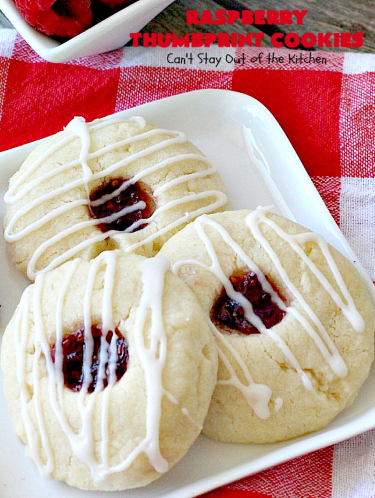 Raspberry Thumbprint Cookies | Can't Stay Out of the Kitchen | These #cookies are divine! They're perfect for #holiday parties, baby showers, potlucks or family reunions. Everyone loves them! #dessert #raspberry