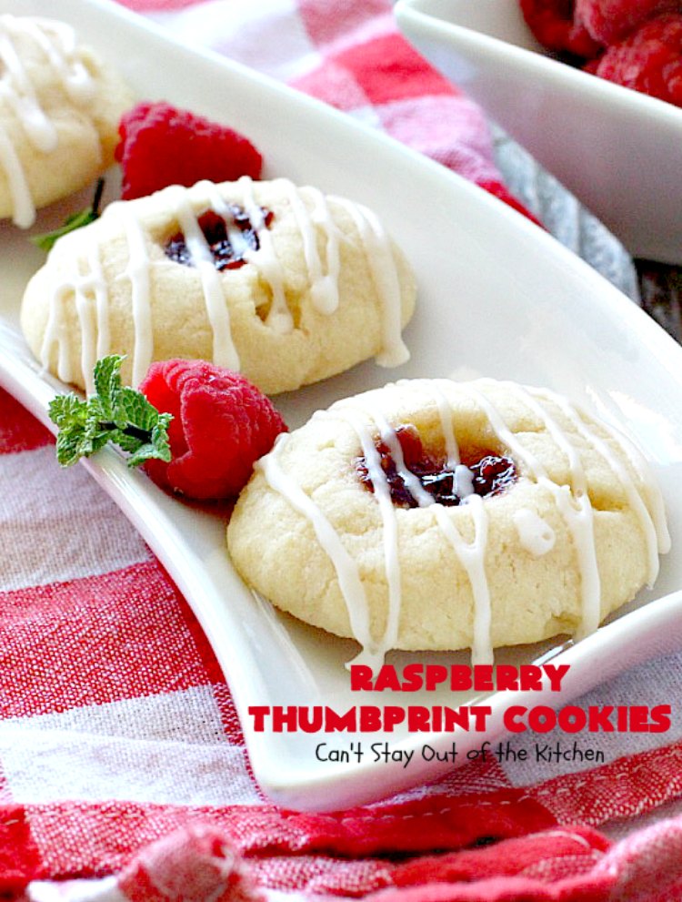 Raspberry Thumbprint Cookies | Can't Stay Out of the Kitchen | These #cookies are divine! They're perfect for #holiday parties, baby showers, potlucks or family reunions. Everyone loves them! #dessert #raspberry