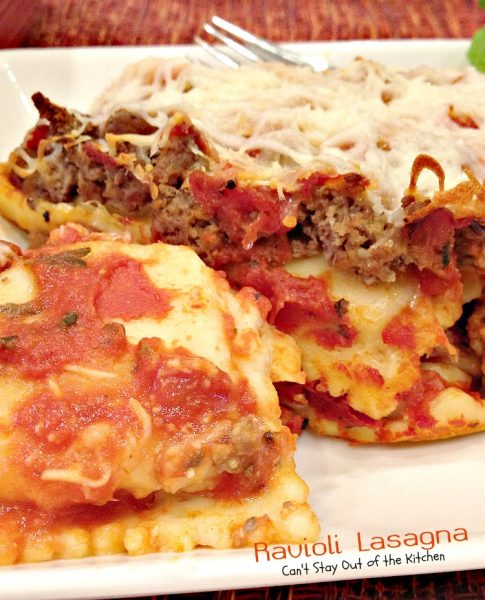 Ravioli Lasagna | Can't Stay Out of the Kitchen | amazing #lasagna uses #ravioli in the layers. #spaghettisauce #cheese #pasta