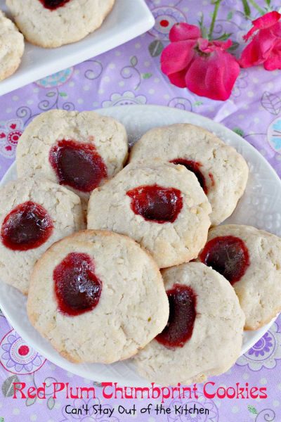 Red Plum Thumbprint Cookies - Can't Stay Out of the Kitchen