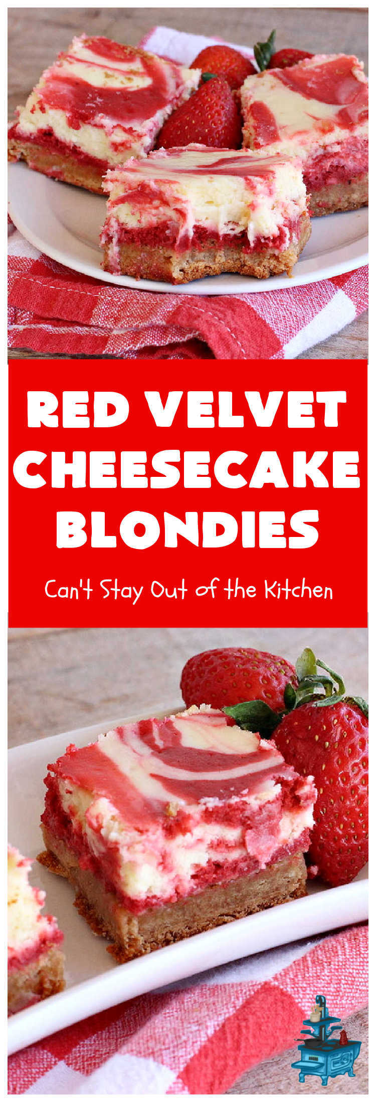 Red Velvet Cheesecake Blondies | Can't Stay Out of the Kitchen | these #RedVelvet #Brownies are so irresistible. The #Cheesecake layer is so mouthwatering. The combination of flavors is rich, decadent & heavenly. Terrific #dessert for #ValentinesDay, #MothersDay, birthdays, special occasions or #potlucks. #RedVelvetCheesecaakeBrownies #RedVelvetCheesecakeBlondies #holiday #RedVelvetDessert #HolidayDessert #ChocolateDessert