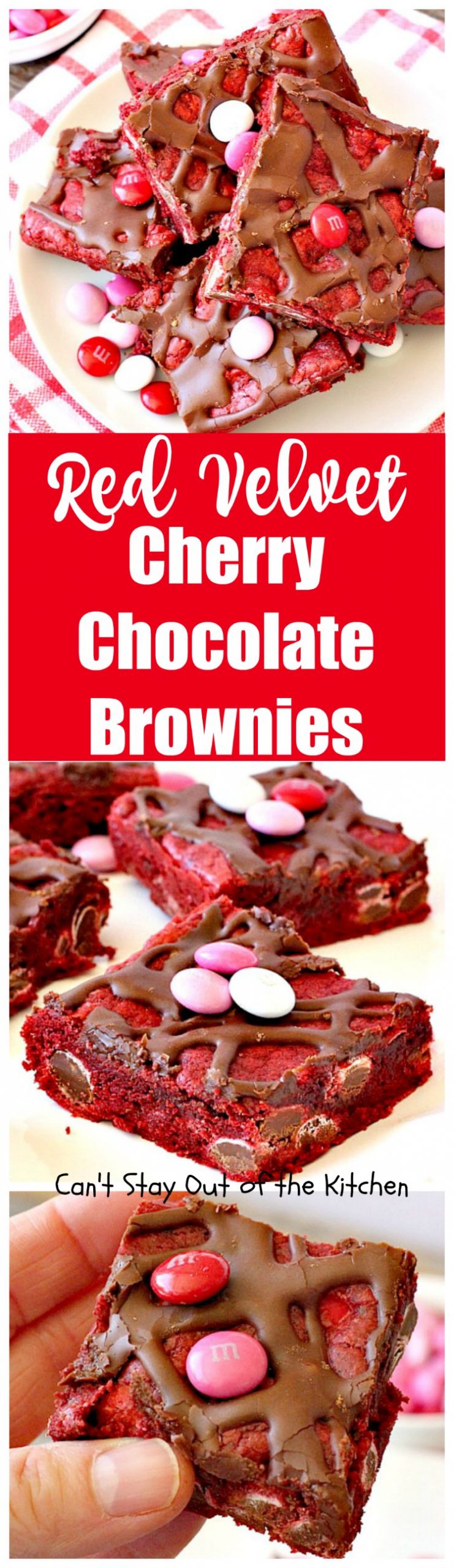 Red Velvet Cherry Chocolate Brownies | Can't Stay Out of the Kitchen