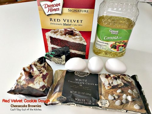 Red Velvet Cookie Dough Cheesecake Brownies – Can't Stay Out of the Kitchen