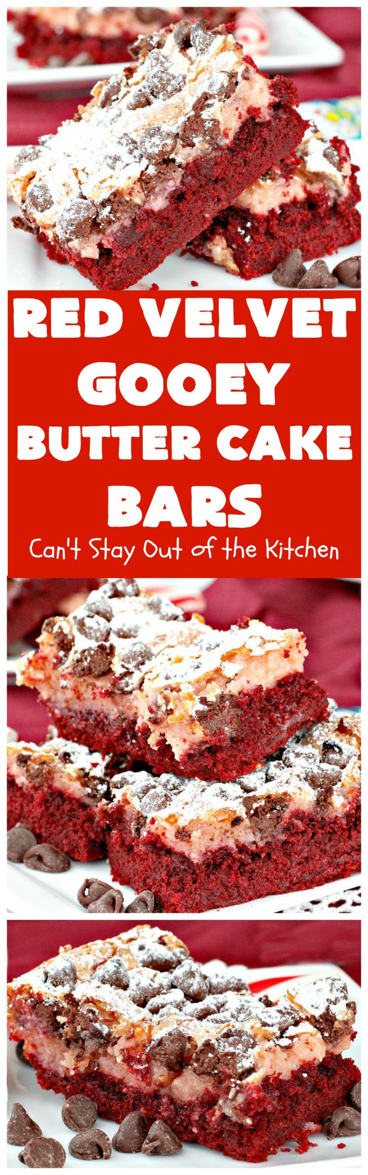 Red Velvet Gooey Butter Cake Bars | Can't Stay Out of the Kitchen