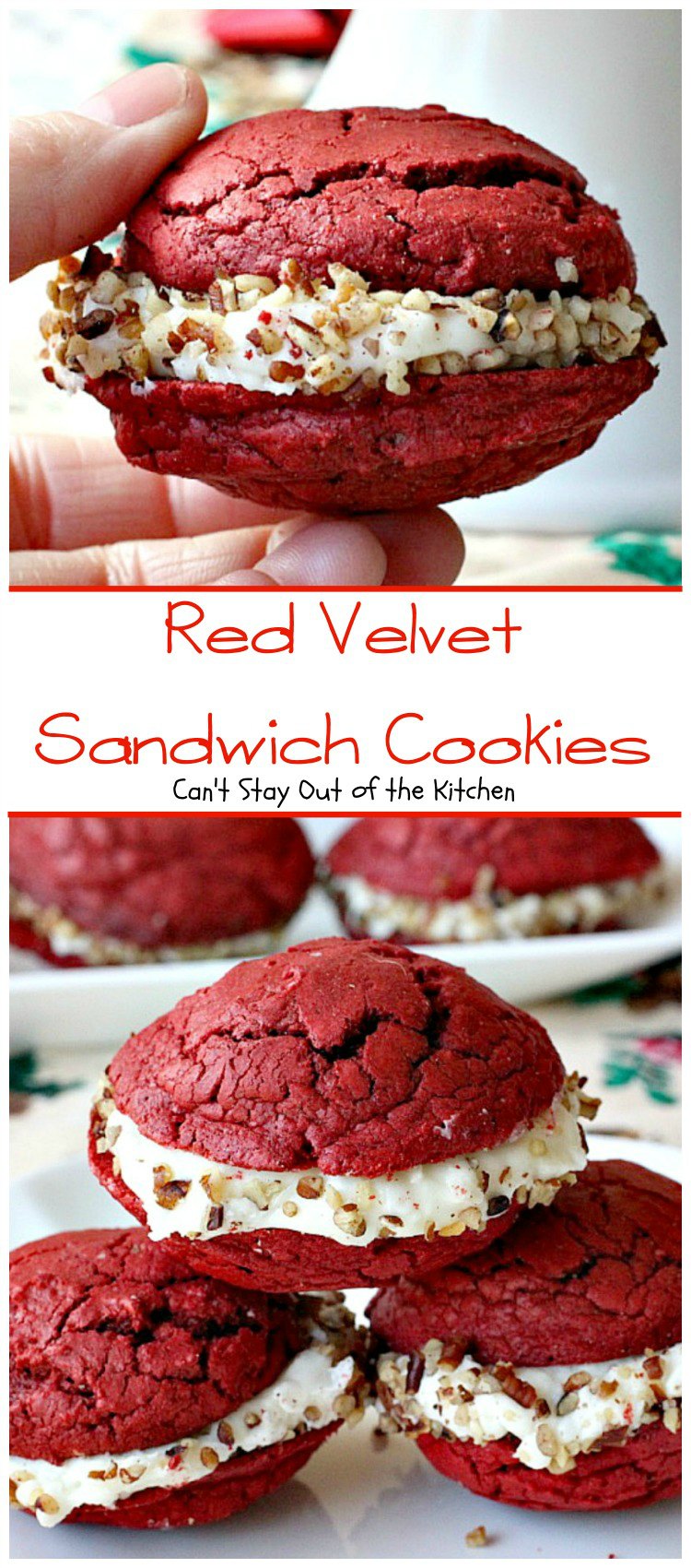 Red Velvet Sandwich Cookies | Can't Stay Out of the Kitchen