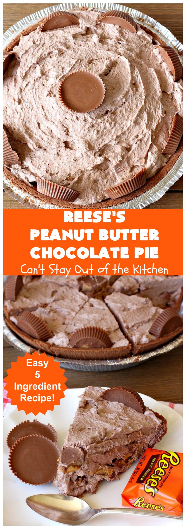 Reese's Peanut Butter Chocolate Pie | Can't Stay Out of the Kitchen