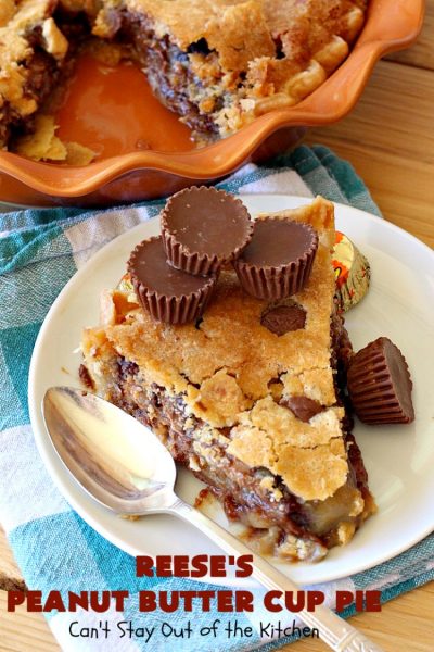 Reese's Peanut Butter Cup Pie | Can't Stay Out of the Kitchen | This fantastic #Pie will knock your socks off! It's sinfully rich, decadent & absolutely mouthwatering. It's filled with #ReesesPeanutButterCups! #Chocolate & #PeanutButter in a pie are the ultimate #dessert experience. Great for #holidays & special occasions. #ValentinesDay #HolidayDessert #ChocolateDessert #PeanutButterDessert #ReesesDessert #ReesesPeanutButterCupPie #Reeses