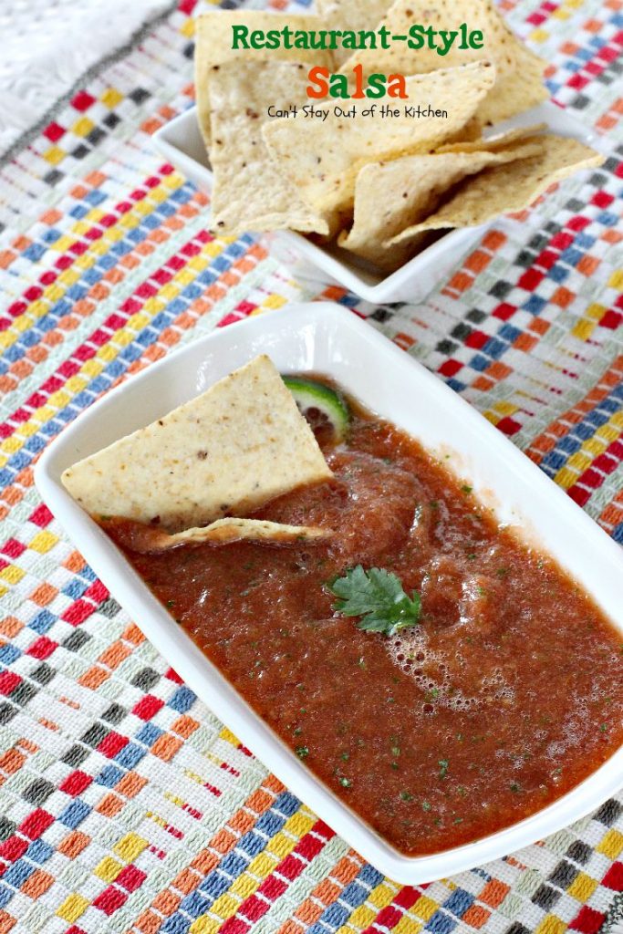 Pioneer Woman's Restaurant-Style Salsa | Can't Stay Out of the Kitchen | this awesome #salsa is fabulous for #tailgating parties. #Tex-Mex #appetizer