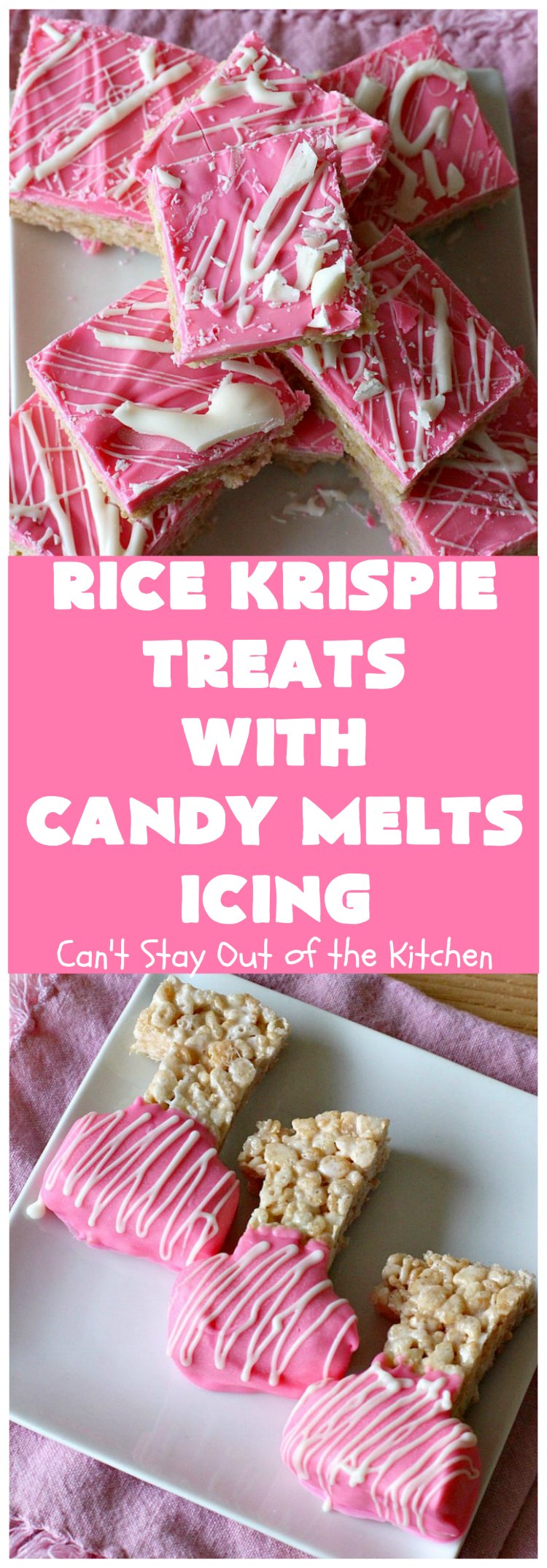 Rice Krispie Treats with Candy Melts Icing | Can't Stay Out of the Kitchen