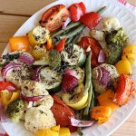 Roasted Mediterranean Vegetables | Can't Stay Out of the Kitchen | These #Mediterranean-style #vegetables are seasoned wonderfully & boosted in flavor by #roasting instead of boiling or baking in #casseroles. #OliveOil & #BalsamicVinegar provide the perfect accompaniment to evoke the delights of some of your favorite foods. Excellent #SideDish for any #entree, especially when serving a crowd. #healthy #LowCalorie #vegan #GlutenFree #RoastedMediterraneanVegetables