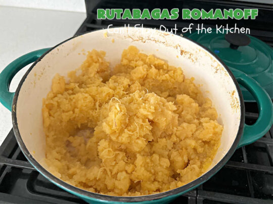 Rutabagas Romanoff | Can't Stay Out of the Kitchen | This delicious #casserole #SideDish is a fantastic way to enjoy #rutabagas. Great #vegetable for family, company or #holiday dinners. #GlutenFree #CheddarCheese #GreenOnions #RutabagasRomanoff