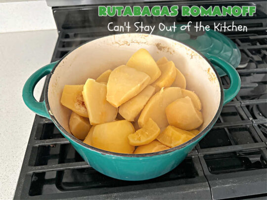 Rutabagas Romanoff | Can't Stay Out of the Kitchen | This delicious #casserole #SideDish is a fantastic way to enjoy #rutabagas. Great #vegetable for family, company or #holiday dinners. #GlutenFree #CheddarCheese #GreenOnions #RutabagasRomanoff