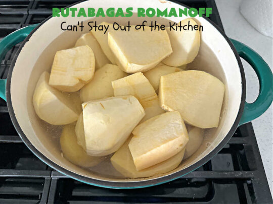Rutabagas Romanoff | Can't Stay Out of the Kitchen | This delicious #casserole #SideDish is a fantastic way to enjoy #rutabagas. Great #vegetable for family, company or #holiday dinners. #GlutenFree #CheddarCheese #GreenOnions #RutabagasRomanoff