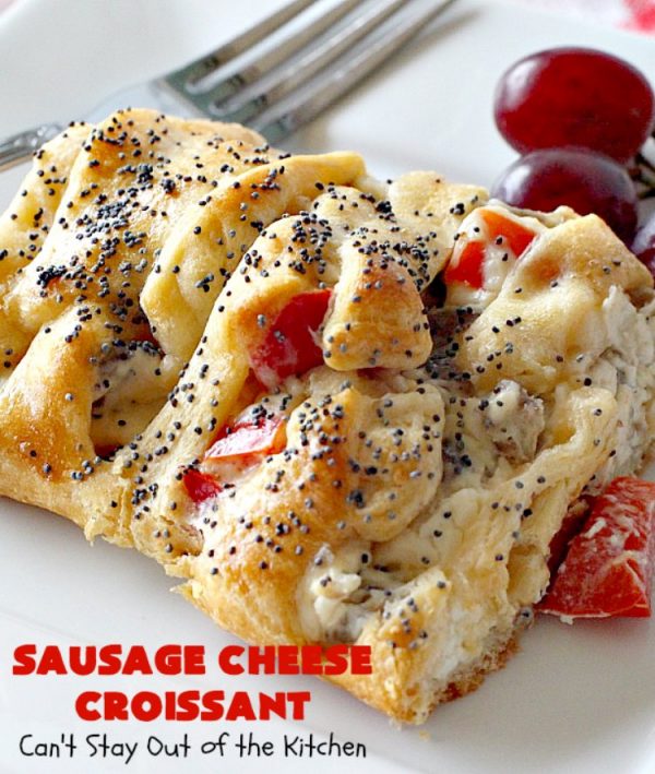 Sausage Cheese Croissant | Can't Stay Out of the Kitchen | this delicious #croissant is stuffed with #sausage & cream cheese and perfect for a #holiday or company #breakfast.