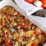 Sausage Mushroom Breakfast Bake | Can't Stay Out of the Kitchen | this #BreakfastCasserole is a delightful change-of-pace from traditional #breakfast #casseroles. This one includes #sausage, #mushrooms, #tomatoes, #eggs #CheddarCheese, #SourdoughBread & is seasoned with #parsley & #chives. It's big on taste & perfect for a weekend, company or #holiday #breakfast or #brunch. Your family & friends will enjoy every bite! #BreakfastBake #SausageMushroomBreakfastBake