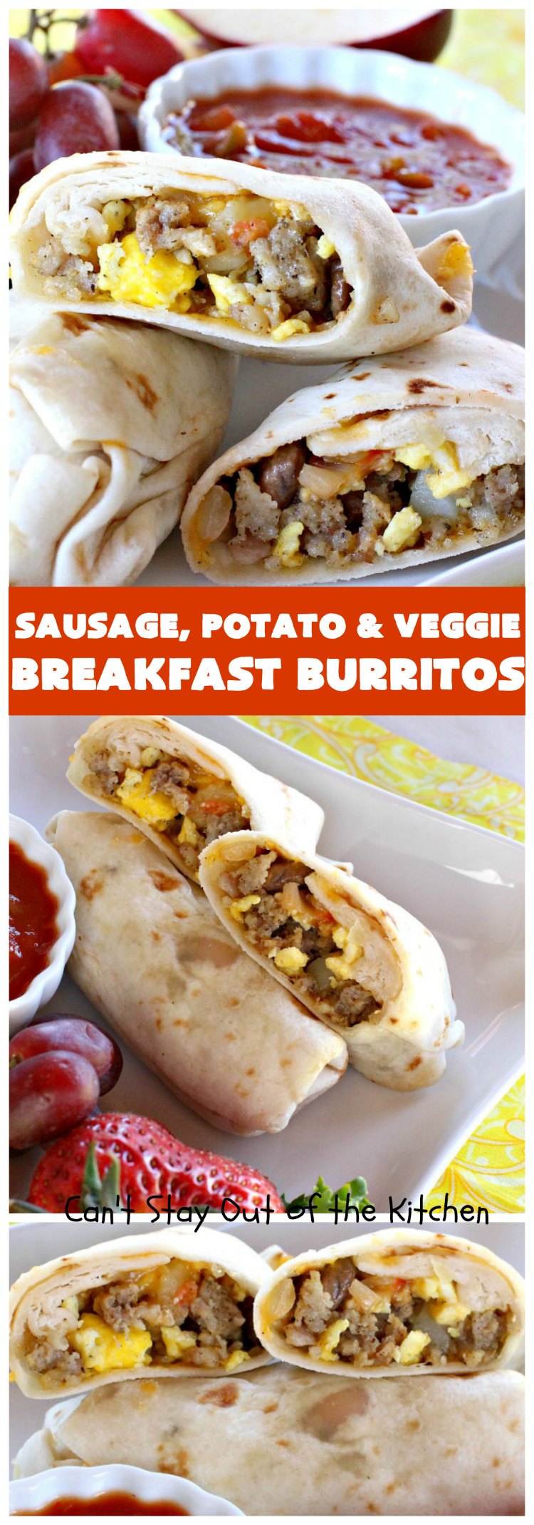 Sausage, Potato and Veggie Breakfast Burritos | Can't Stay Out of the Kitchen