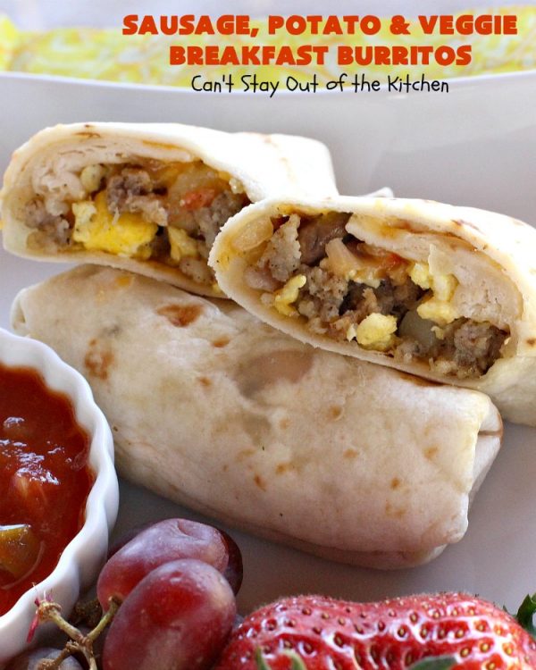 Sausage, Potato and Veggie Breakfast Burritos Can't Stay Out of the