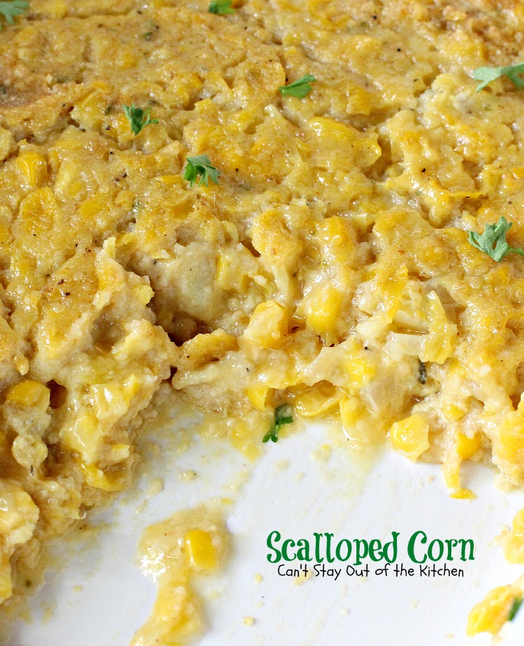 Scalloped Corn | Can't Stay Out of the Kitchen | quick and easy #corn #casserole that's a great #sidedish for #holidays or company.