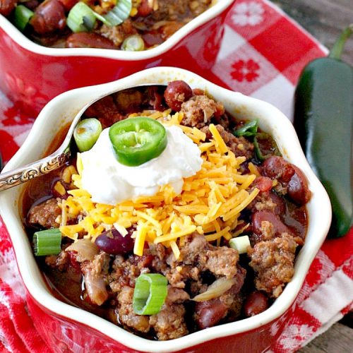 Secret Chili Recipe | Can't Stay Out of the Kitchen | you'll love this family favorite prize-winning #chili with 3 kinds of peppers. #crockpot #beef #kidneybeans #glutenfree