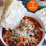 Shortcut Minestrone Soup | Can't Stay Out of the Kitchen | this easy #meatless #soup #recipe can be whipped up in about 20 minutes. It's perfect for weeknight dinners when you need something ready really quickly. It's also wonderful for cold, winter nights when you want some hot food to invigorate you! #Minestrone #pasta #cannellini #ShortcutMinestroneSoup