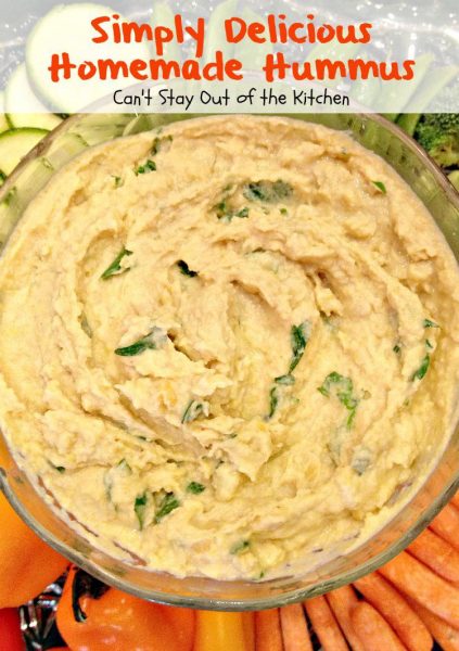 Simply Delicious Homemade Hummus | Can't Stay Out of the Kitchen | fabulous #hummus recipe that's great for #tailgating. Quick and easy. #glutenfree #vegan #appetizer