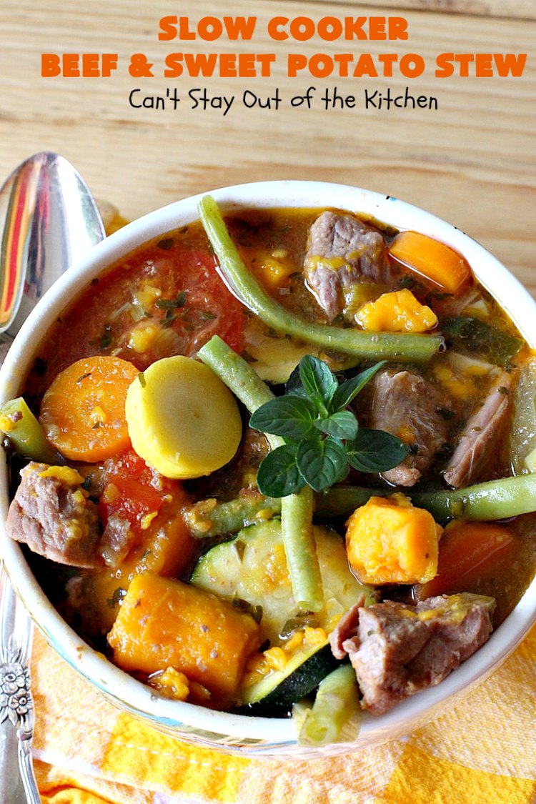 Slow Cooker Beef and Sweet Potato Stew Can't Stay Out of the Kitchen