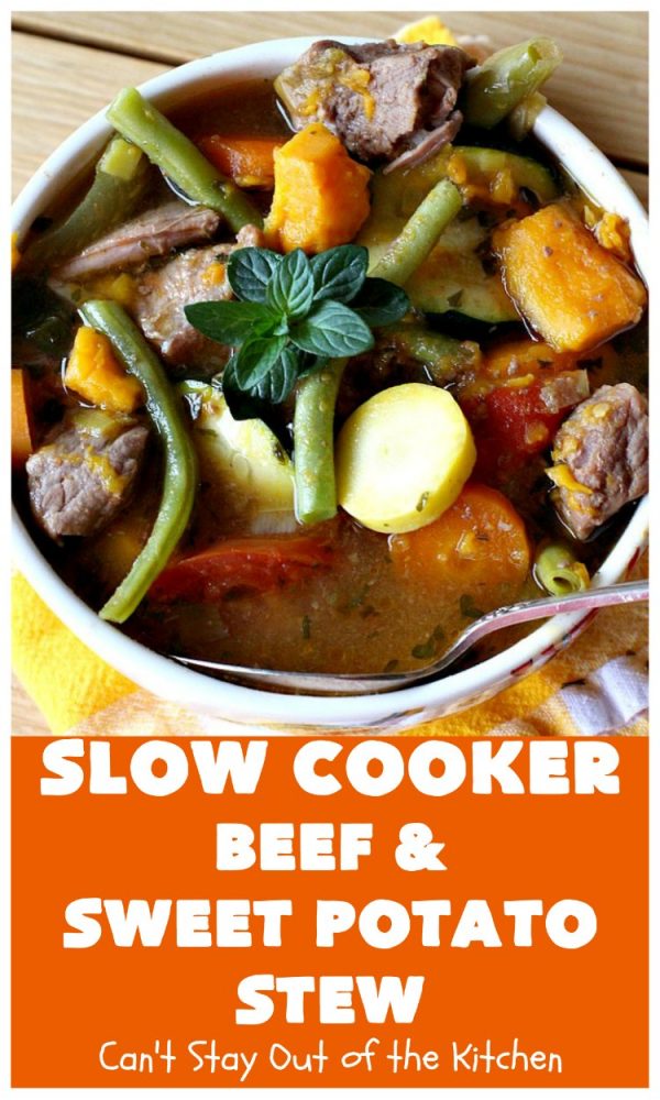 Slow Cooker Beef and Sweet Potato Stew – Can't Stay Out of the Kitchen