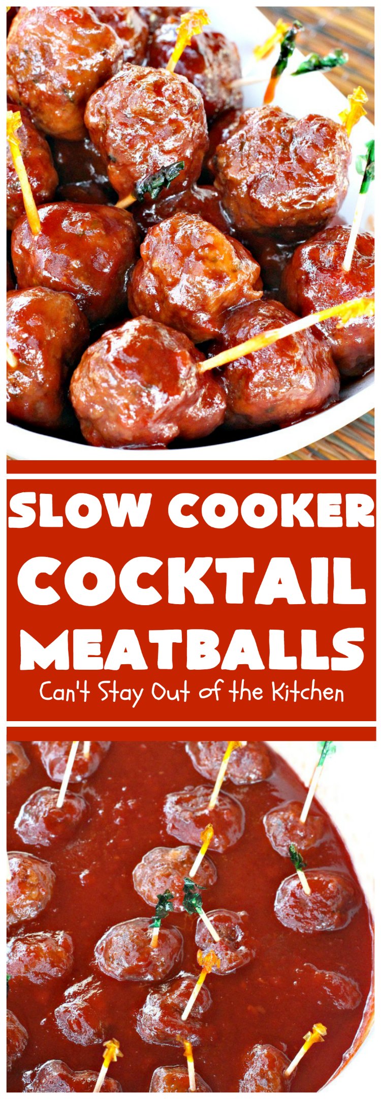 Slow Cooker Cocktail Meatballs | Can't Stay Out of the Kitchen