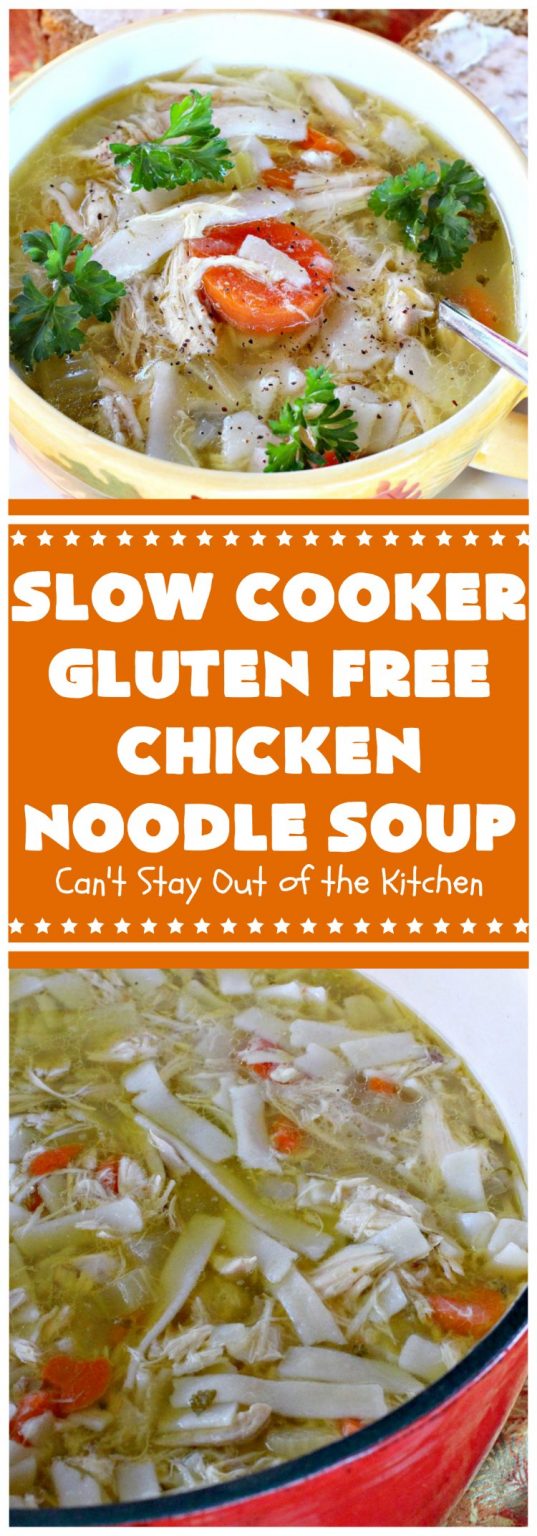 Slow Cooker Gluten Free Chicken Noodle Soup – Can't Stay Out of the Kitchen