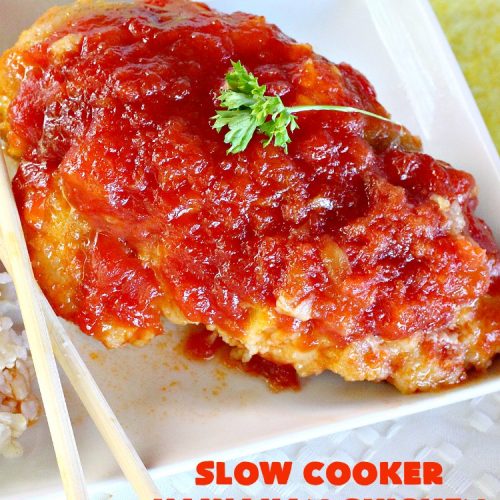 Slow Cooker Hawaiian Chicken | Can't Stay Out of the Kitchen | this fantastic #chicken entree can be made either in the #slowcooker or on top of the stove. The delicious sweet & sour #pineapple sauce makes this #recipe sizzle! Served over #rice, it's a terrific meal for company or family dinners. #glutenfree #Hawaiian #crockpot #sweetandsourchicken