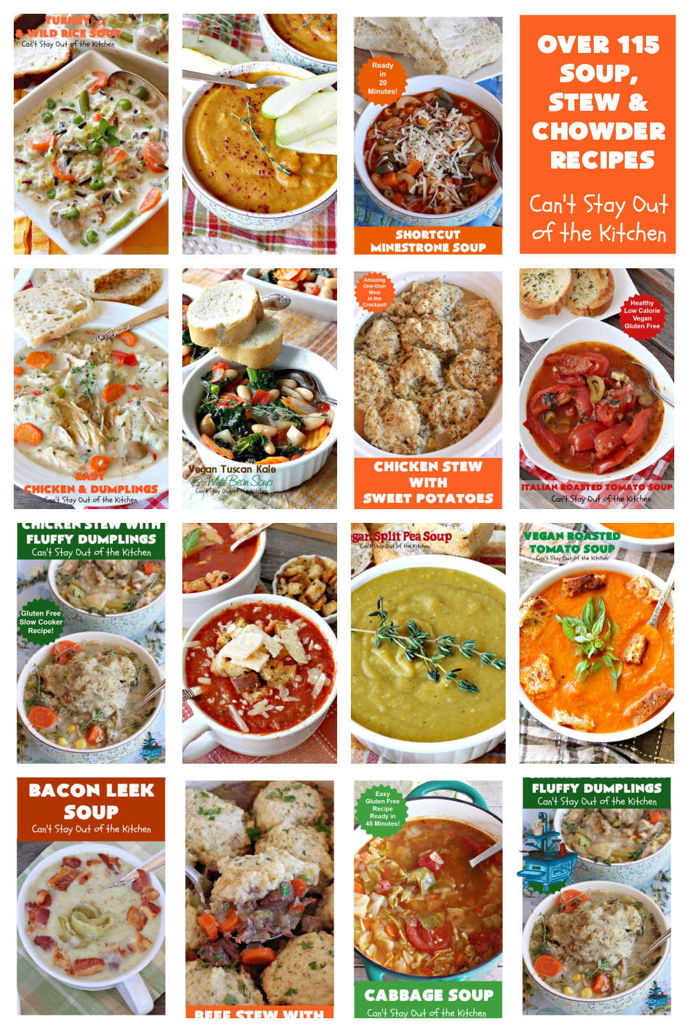 Soups, Stews & Chowder Recipes | Can't Stay Out of the Kitchen | Over 115 different #soup, #stew or #chowder #recipes covering #asparagus, #bean, #cabbage, #ham, #chicken, #potato #ChickenNoodle, #tomato, #vegan #vegetarian & #GlutenFree. #SoupStewAndChowderRecipes
