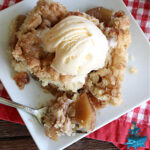 Southern Apple Cobbler | Can't Stay Out of the Kitchen | I grew up eating a lot of "Down-Home" style #food. #SouthernAppleCobbler is one of those #ComfortFood #recipes that soothe every appetite. Add a dollop of #IceCream and it's even better! This #AppleDessert is made in three layers: #apples, #topping & a #cinnamon-sugar layer sprinkled over top. Scrumptious! #dessert #cobbler #AppleCobbler #southern