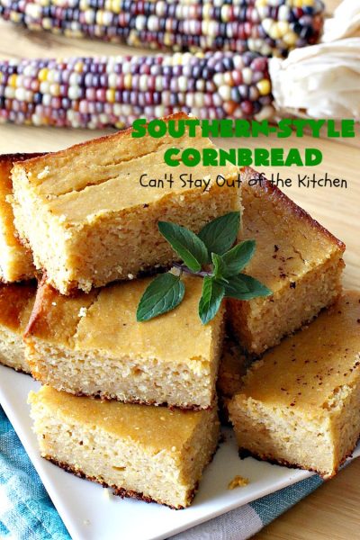 Southern-Style Cornbread | Can't Stay Out of the Kitchen | this is one of the BEST #cornbread #recipes you'll ever eat! It's so mouthwatering & delicious it's like eating #dessert! Every bite will have you coming back for more. #Southern #molasses #SouthernCornbread #SouthernStyleCornbread #cornmeal #MoistCornbread #BestCornbread #Fall #FallBaking