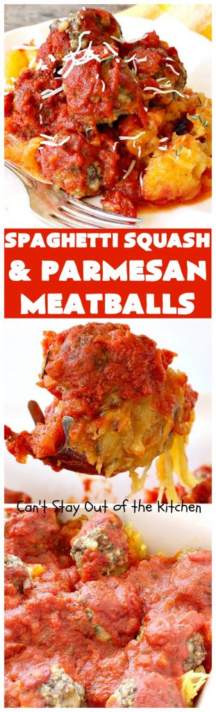 Spaghetti Squash and Parmesan Meatballs | Can't Stay Out of the Kitchen