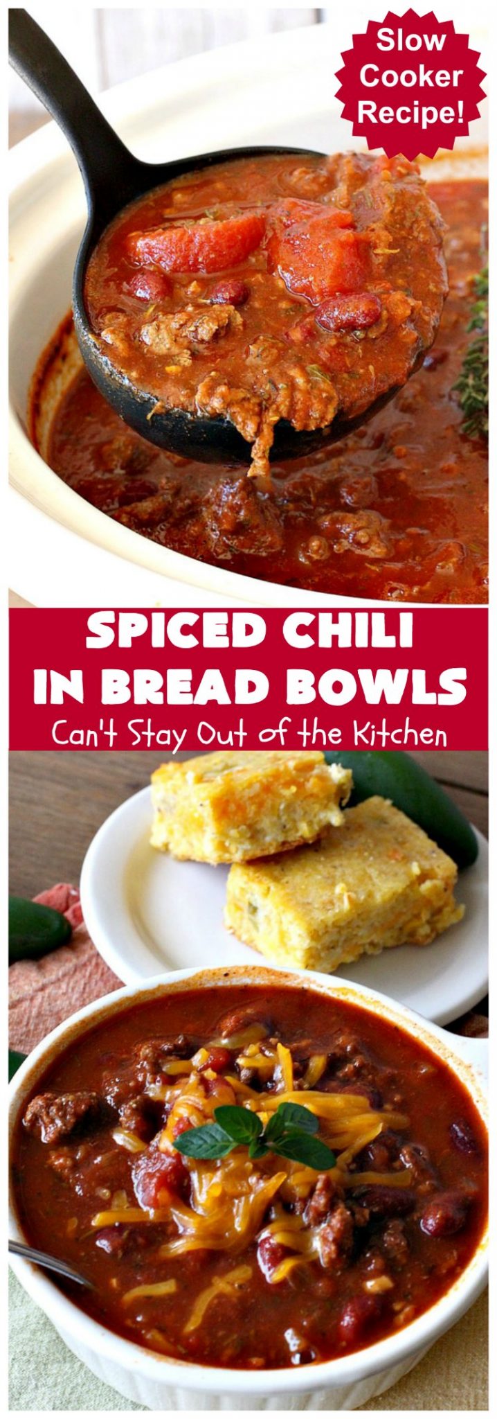 Spiced Chili in Bread Bowls – Can't Stay Out of the Kitchen