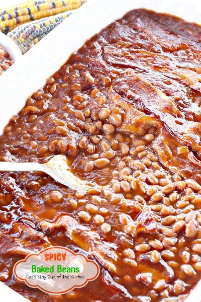 Spicy Baked Beans | Can't Stay Out of the Kitchen | great for summer picnics, these #bakedbeans have cayenne pepper for a little kick! #bacon