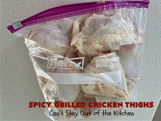 Spicy Grilled Chicken Thighs | Can't Stay Out of the Kitchen | this easy #GrilledChicken #recipe is marinated overnight & then grilled the next day. The #marinade is easy to whip up & #GlutenFree. Great #chicken #entree for grilling out with friends or any #BackyardBBQ. #SpicyGrilledChicken #SpicyGrilledChickenThighs