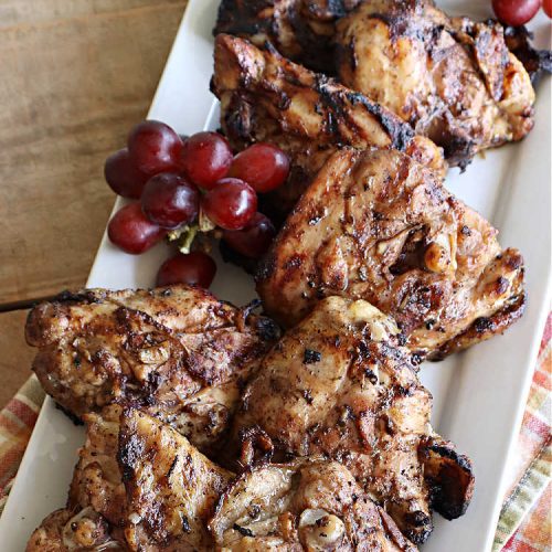 Spicy Grilled Chicken Thighs | Can't Stay Out of the Kitchen | this easy #GrilledChicken #recipe is marinated overnight & then grilled the next day. The #marinade is easy to whip up & #GlutenFree. Great #chicken #entree for grilling out with friends or any #BackyardBBQ. #SpicyGrilledChicken #SpicyGrilledChickenThighs