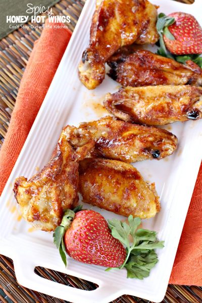 Spicy Honey Hot Wings | Can't Stay Out of the Kitchen | fabulous #chickenwings #appetizer that's wonderful for #SuperBowl or #tailgating parties. #chicken #glutenfree