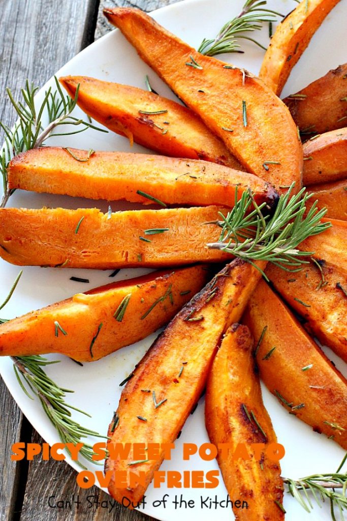 Spicy Sweet Potato Oven Fries | Can't Stay Out of the Kitchen | these delicious #sweetpotato #fries are so easy & delicious. This is a great side dish to make when you're short on time. They're also healthy, low calorie, #cleaneating #glutenfree & #vegan.