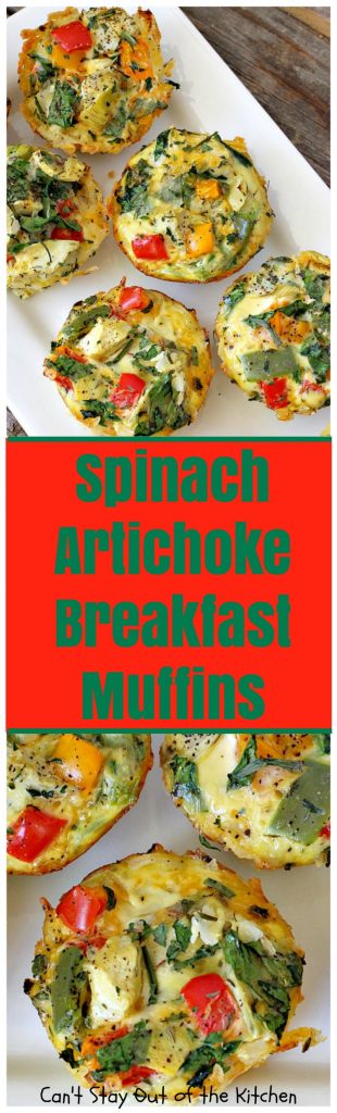 Spinach Artichoke Breakfast Muffins | Can't Stay Out of the Kitchen