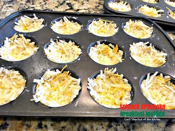 Spinach Artichoke Breakfast Muffins - Can't Stay Out of the Kitchen