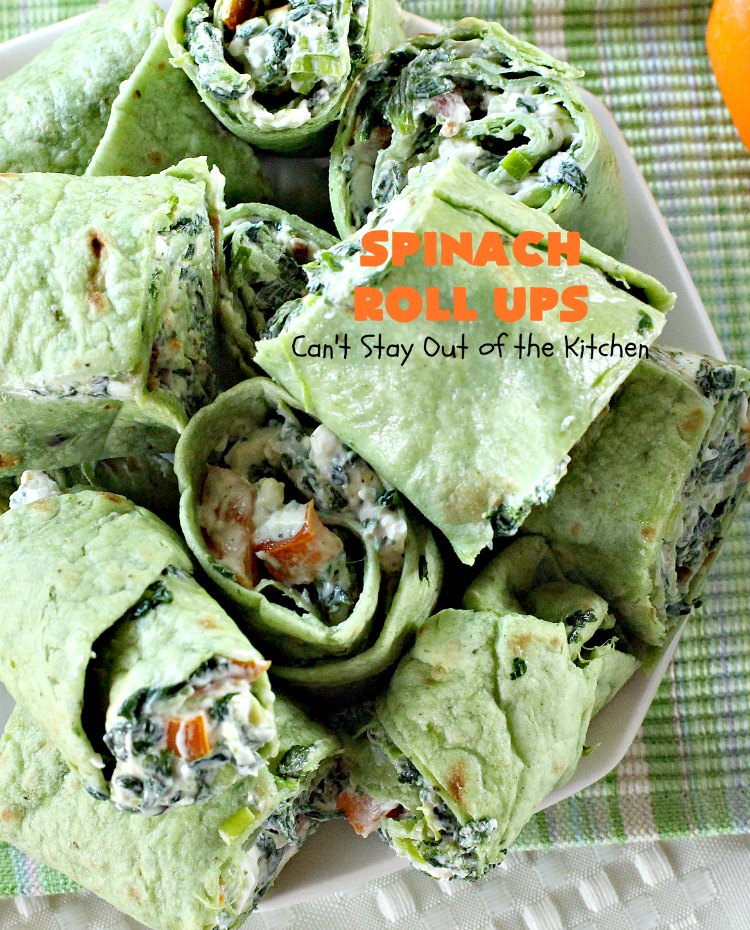 Spinach Roll Ups | Can't Stay Out of the Kitchen | these fantastic #appetizers are one of the best we've ever eaten. They're wonderful for #tailgating, #NewYearsEve or #SuperBowl parties. #spinach #bacon #RanchDressingMix