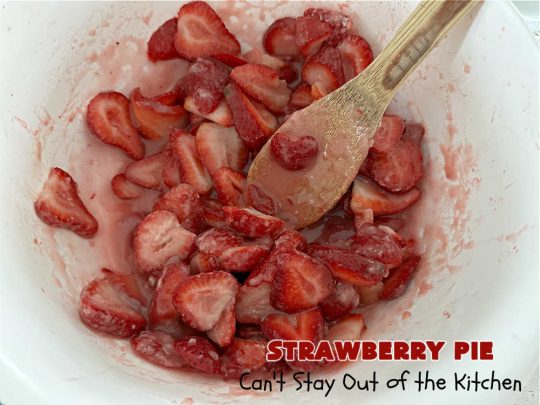 Strawberry Pie | Can't Stay Out of the Kitchen | This old-fashioned #vintage #recipe for #StrawberryFruitPie can't be beat! It uses a #HomemadePieCrust so the #PieCrust is flaky & delicious. If you enjoy #strawberries, you'll love this fantastic #StrawberryDessert. #pie #fruit #StrawberryPie