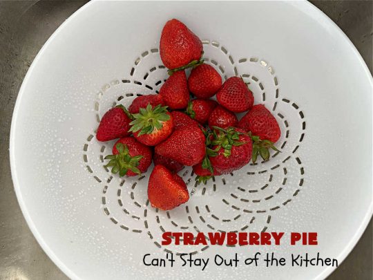 Strawberry Pie | Can't Stay Out of the Kitchen | This old-fashioned #vintage #recipe for #StrawberryFruitPie can't be beat! It uses a #HomemadePieCrust so the #PieCrust is flaky & delicious. If you enjoy #strawberries, you'll love this fantastic #StrawberryDessert. #pie #fruit #StrawberryPie